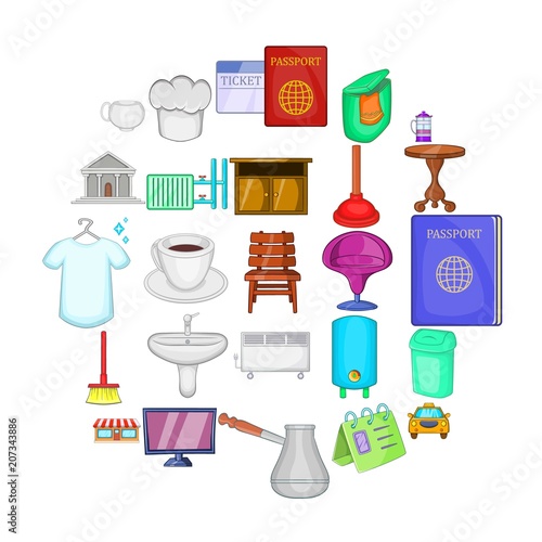 Inn icons set. Cartoon set of 25 inn vector icons for web isolated on white background