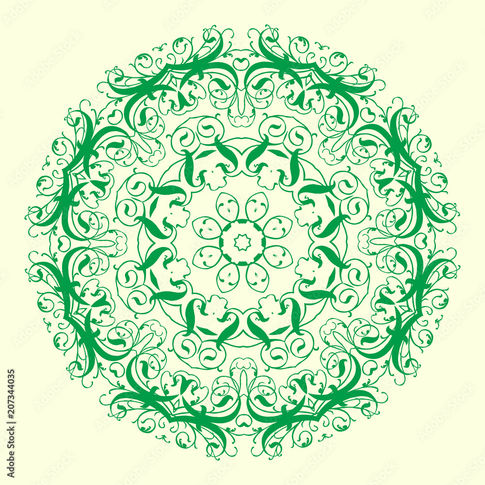 green geometric element of the ornament