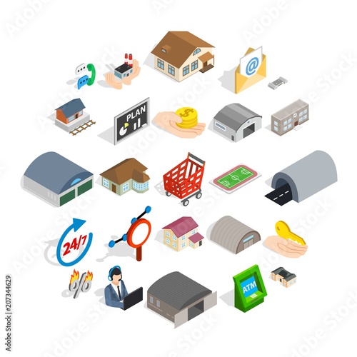 Homey icons set. Isometric set of 25 homey vector icons for web isolated on white background