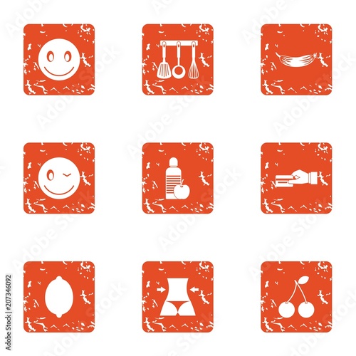 Procurement activity icons set. Grunge set of 9 procurement activity vector icons for web isolated on white background