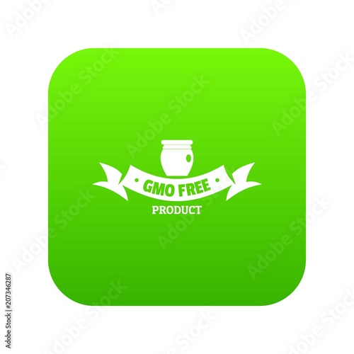 Gmo free label icon green vector isolated on white background