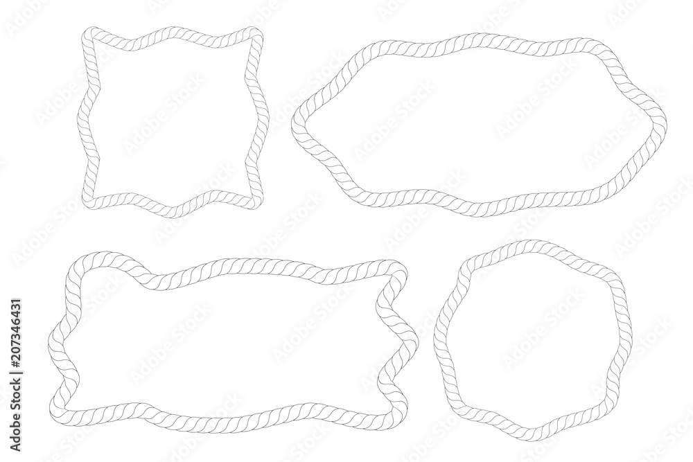 asymmetric shape, frame from white rope for your element design asymmetric shape, frame from white rope for your element design