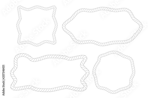 asymmetric shape, frame from white rope for your element design