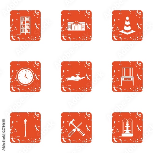 Patch icons set. Grunge set of 9 patch vector icons for web isolated on white background