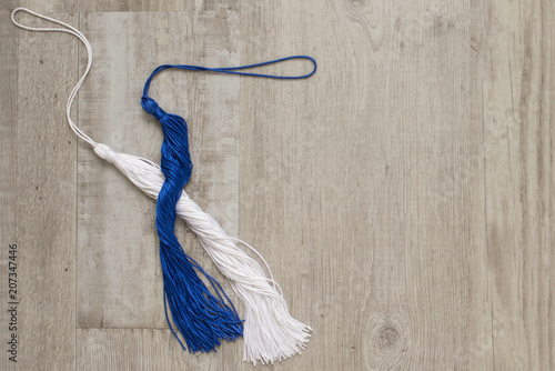 Graduation Tassels in Blue and White photo