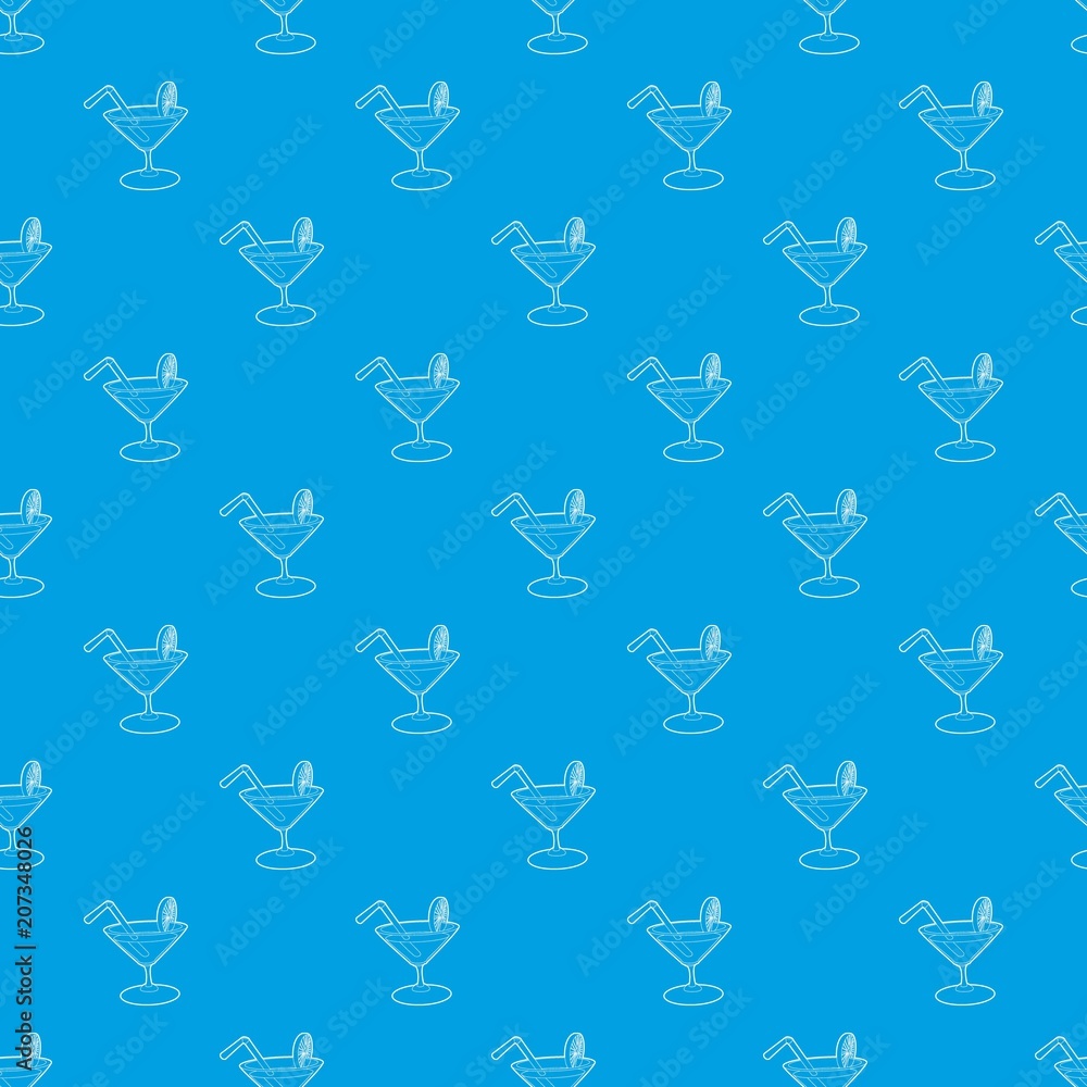 Cocktail pattern vector seamless blue repeat for any use Cocktail pattern vector seamless blue repeat for any use