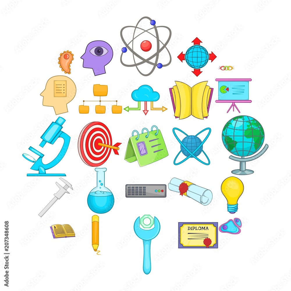 Human intelligence icons set. Cartoon set of 25 human intelligence vector icons for web isolated on white background Human intelligence icons set. Cartoon set of 25 human intelligence vector icons for web isolated on white background
