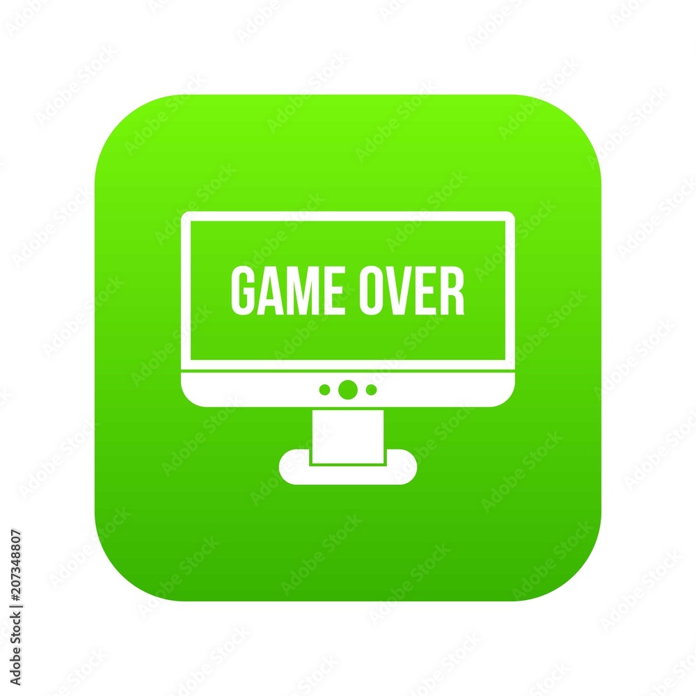 Game over icon digital green for any design isolated on white vector illustration Game over icon digital green for any design isolated on white vector illustration