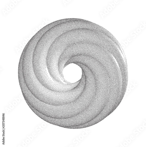 Vector Halftone Stippled Geometric Figure Illustration - 3D Infinity  Torus Knot Loop
