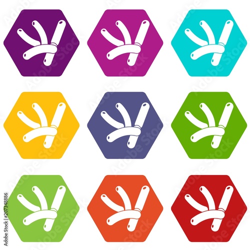 Bacilli icons 9 set coloful isolated on white for web