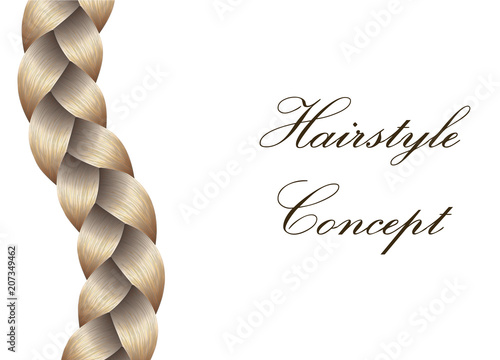 Vector Long Hair Braid Model Concept -  Isolated Blond Wave Hairstyle Design
