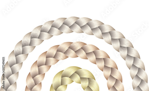 Vector Long Hair Braid Model Mandala Concept -  Isolated Blond Hairstyle Design

