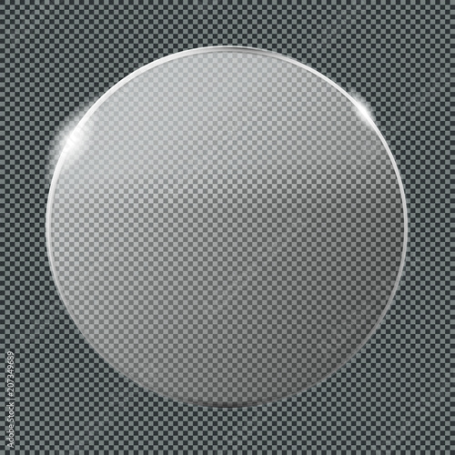 Transparent Luster Crystal Glass Badge Plate  Mockup - Clear Glassy Circle Template
