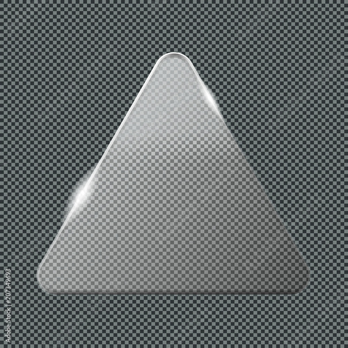 Transparent Luster Crystal Glass Badge Plate  Mockup - Clear Glassy Triangular Template
