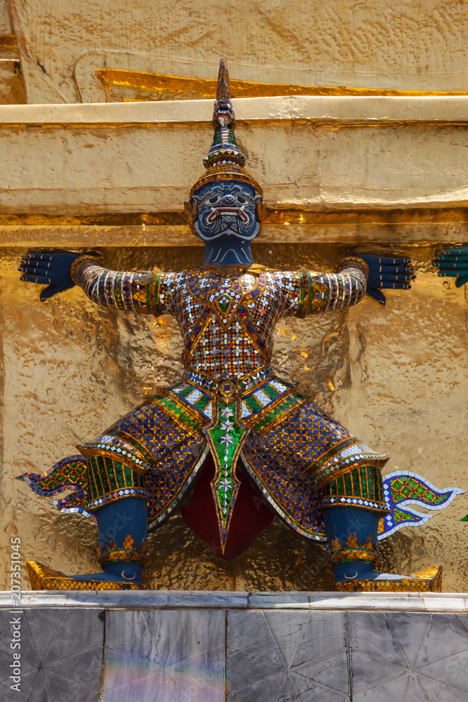 Statue close up details at the Grand Palace in Bangkok, Thailand