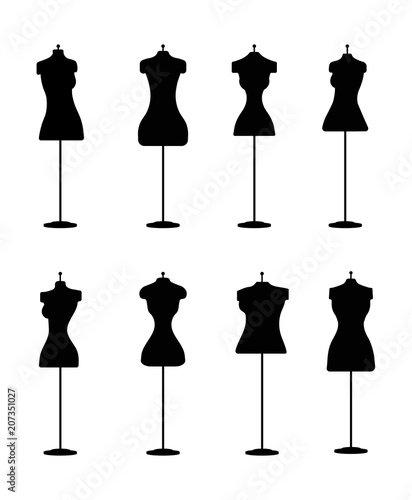 Silhouette of Fashion Dress Forms  - Vector Set of Mannequins for Different Body Types
