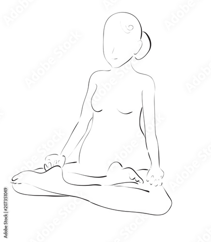 Exercise Lotus Asana for Pregnant Women - Vector Hand Drawn Sketch
