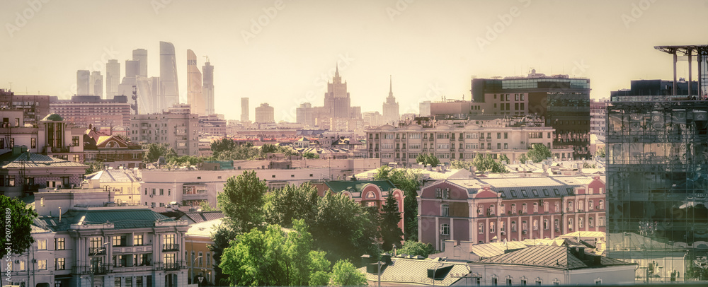 Fototapeta premium Moscow city panoramic view from the roof