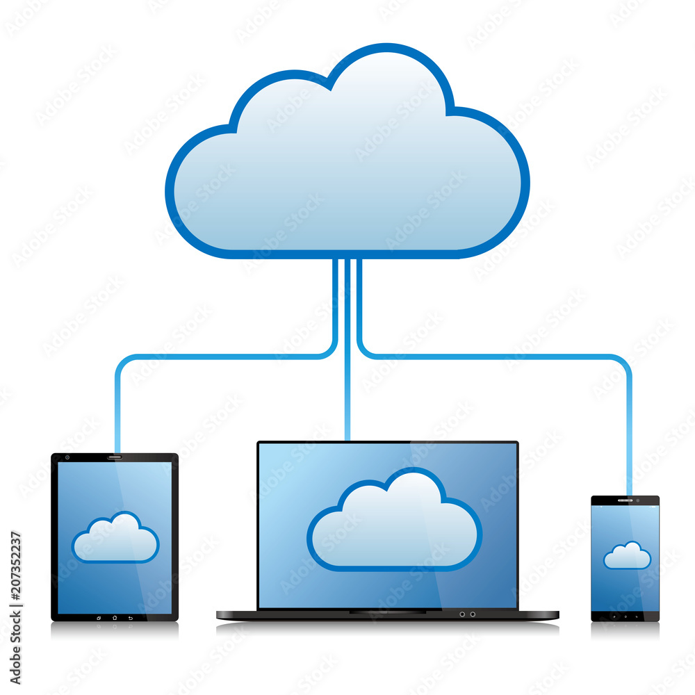 Cloud computing and networking design concept.The background is white. Cloud computing and networking design concept.The background is white.