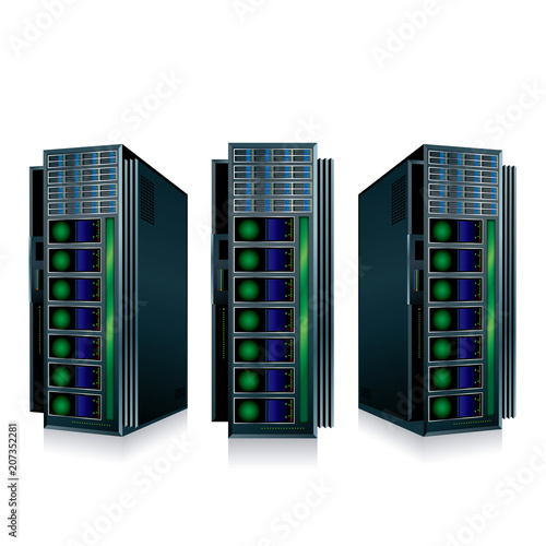 Vector drawn web server, isolated on white background.