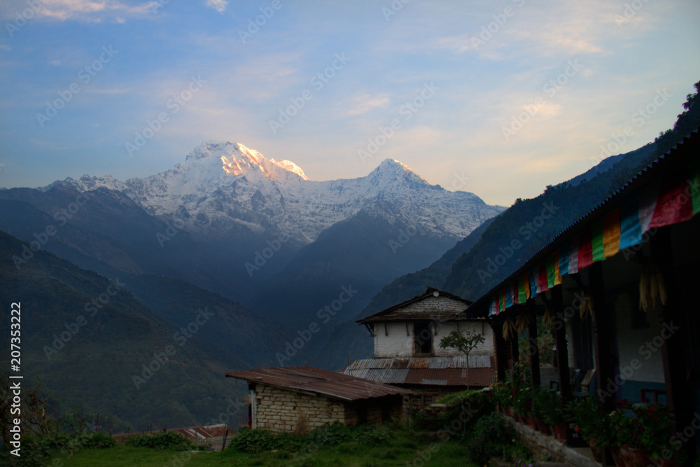 Annapurna South and Hiunchuli at Sunset D