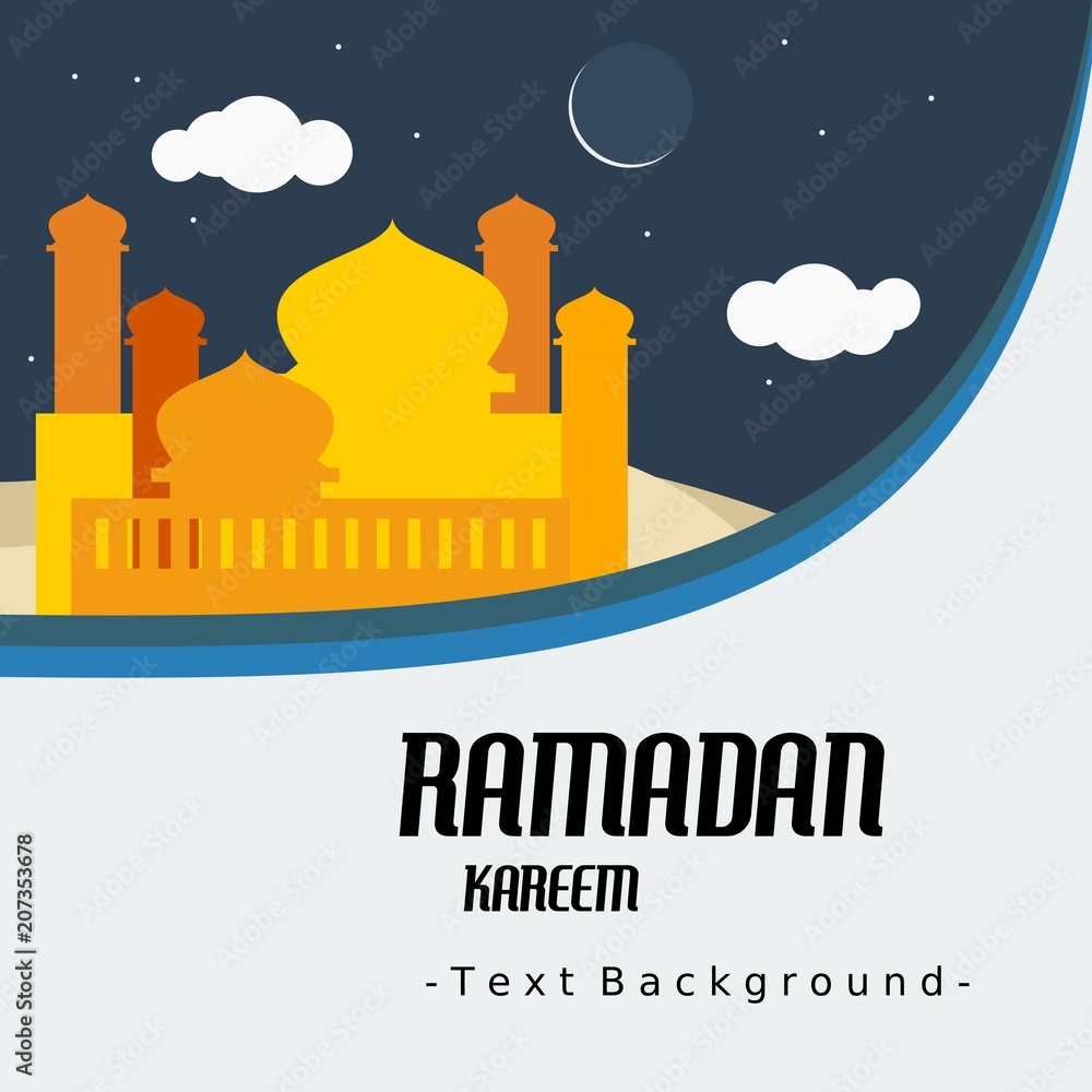 Editable Mosque Vector Illustration on Night Scene With Flat Style for Ramadan Concept Text Background and Other Islamic Religious Moments