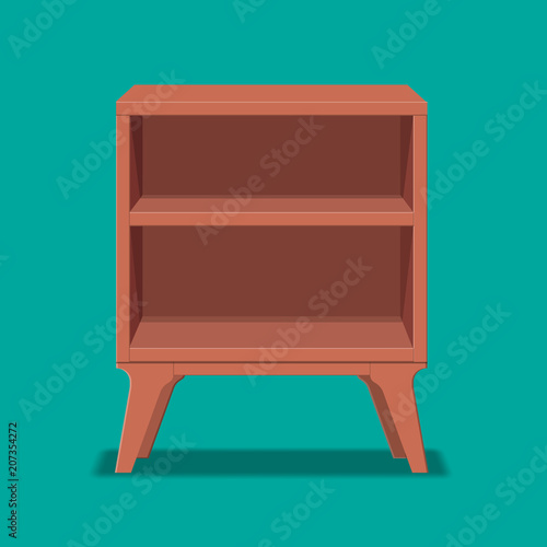 wood bedside table vector illustration.