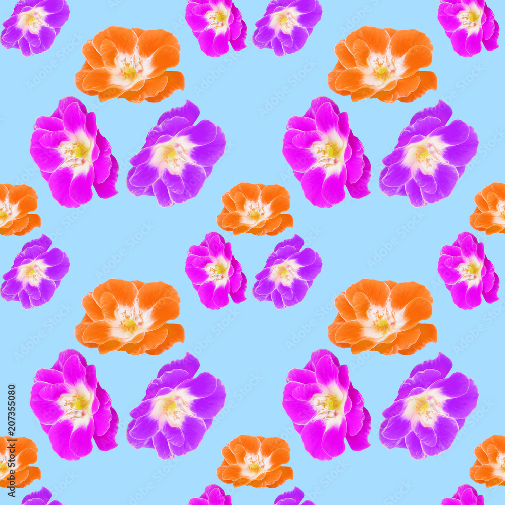Rose, rose flower. Seamless pattern texture of flowers. Floral background, photo collage