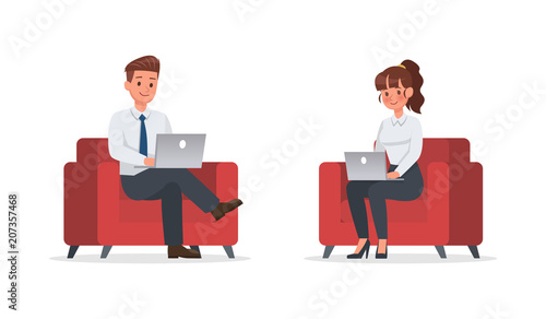 business people working in office character vector design. no9 photo