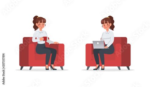 businesswoman working in office character vector design no.5