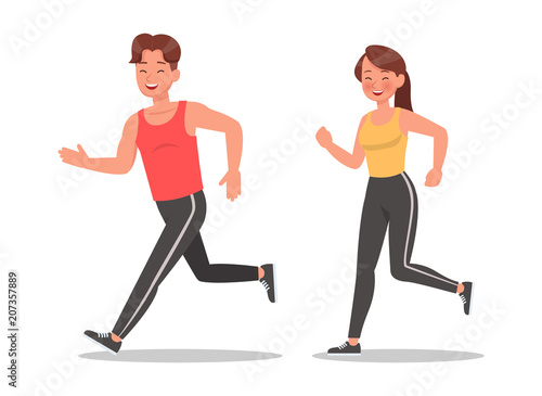 Fitness man and woman doing exercise character vector design. Healthy lifestyle no2