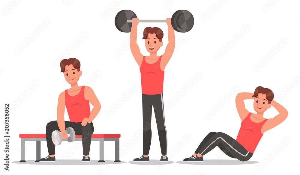 Fitness man doing exercise character vector design. Healthy lifestyle no7 Fitness man doing exercise character vector design. Healthy lifestyle no7