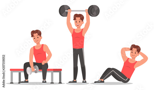 Fitness man doing exercise character vector design. Healthy lifestyle no7