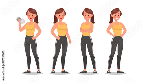 Fitness woman doing exercise character vector design. Healthy lifestyle