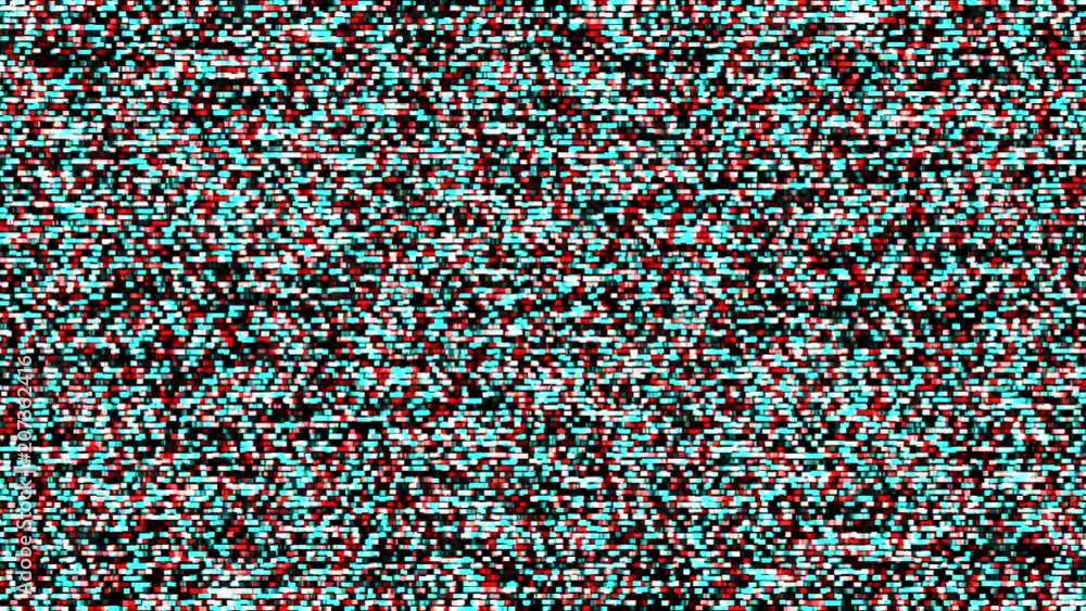 Red and Cyan Digital TV Noise. VJ Generative Footage Red and Cyan Digital TV Noise. VJ Generative Footage