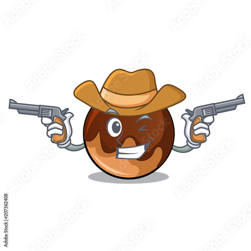 Cowboy chocolate donut character cartoon