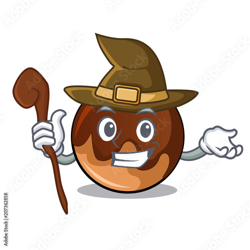 Witch chocolate donut mascot cartoon