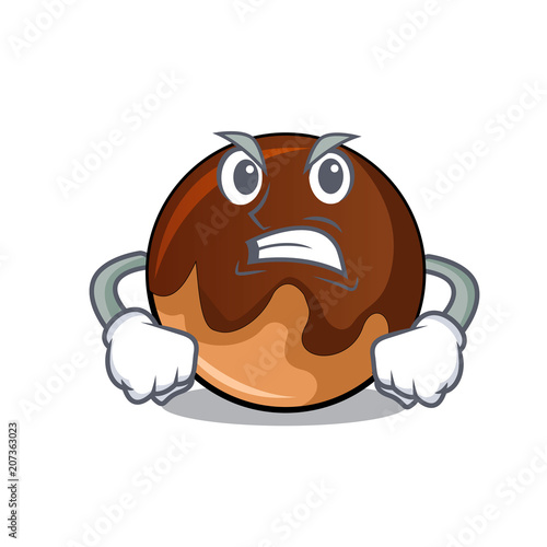 Canvas Print Angry chocolate donut mascot cartoon