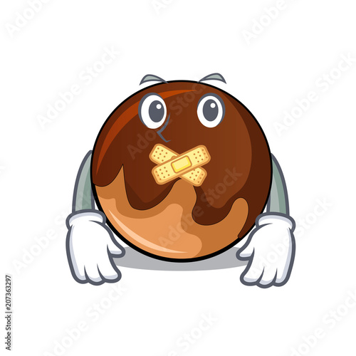 Silent chocolate donut mascot cartoon