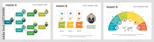 Colorful statistics or logistics concept infographic charts set. Business design elements for presentation slide templates. Can be used for financial report, workflow layout and brochure design.