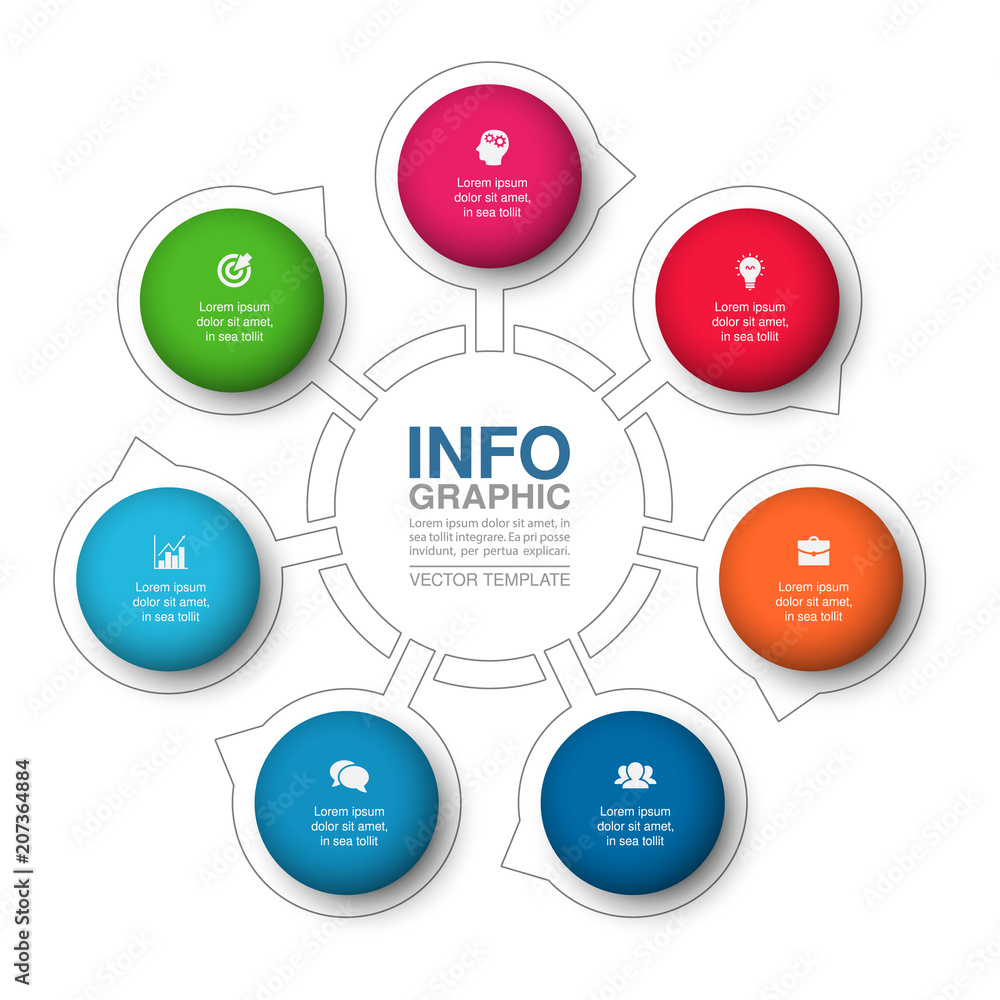 Vector infographic template for diagram, graph, presentation, chart, business concept with 7 options. Vector infographic template for diagram, graph, presentation, chart, business concept with 7 options.