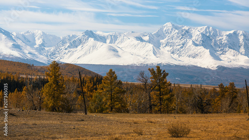 Panorama of the mountain North-Chuya ridge of Altai Republic, Russia.
