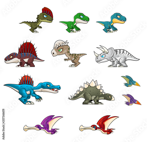 Collection of various dinosaur illustration