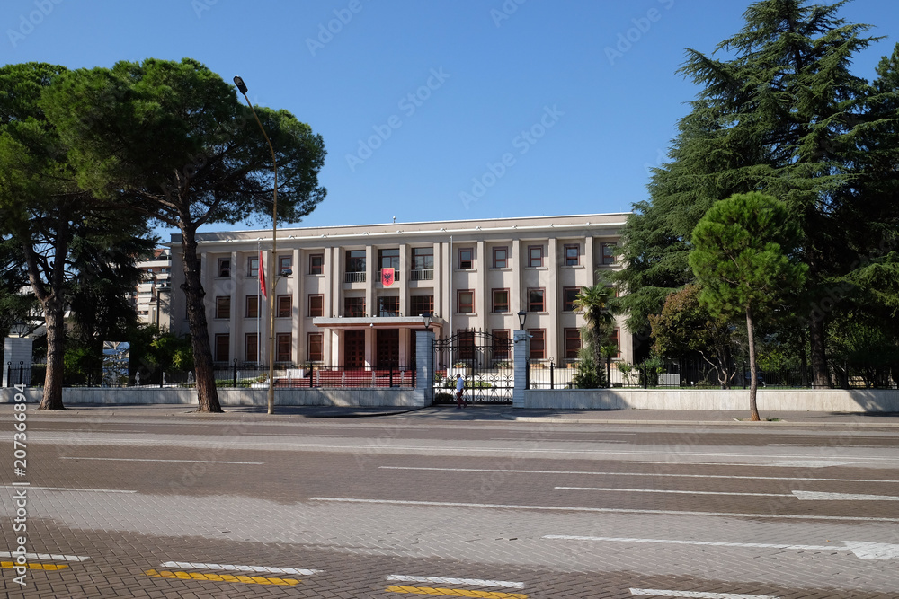 Presidential Palace on the boulevard Bulevardi Deshmoret e Kombit, Tirana, Albania.