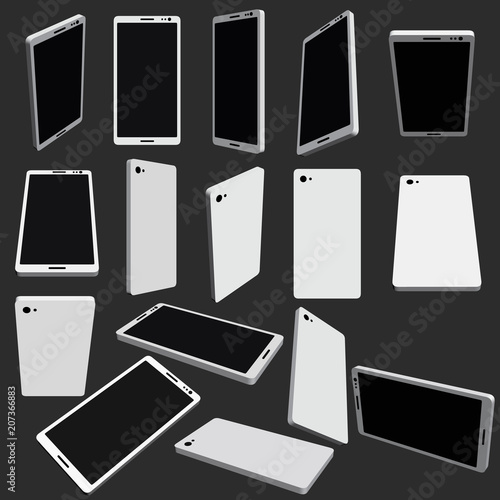 Set with phones in different positions