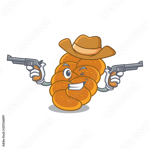 Cowboy challah character cartoon style