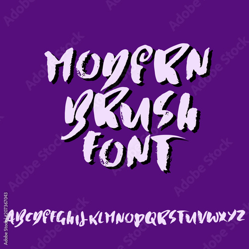 Grunge distress font. Modern dry brush ink letters. Handwritten alphabet. Vector illustration. © anya babii