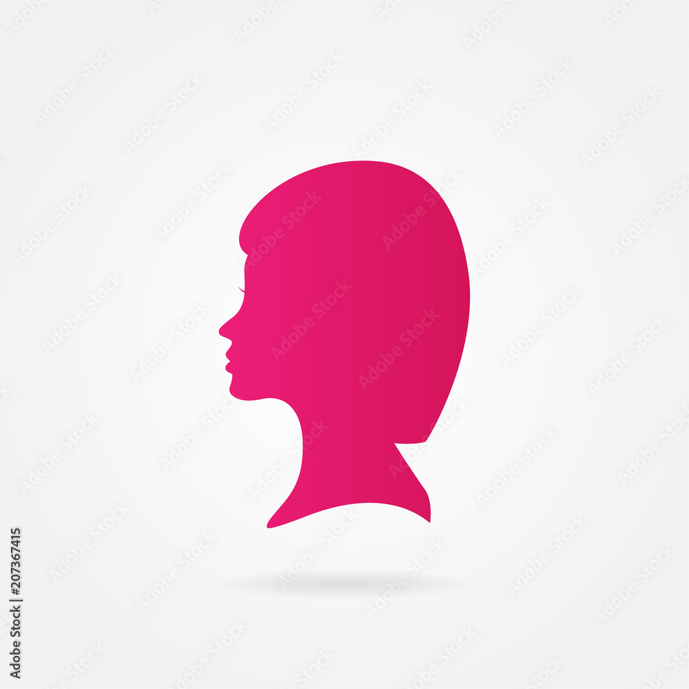 beautiful woman face silhouette with short hair cut use for female sign, hair style, spa brand and fashion logo vector eps10