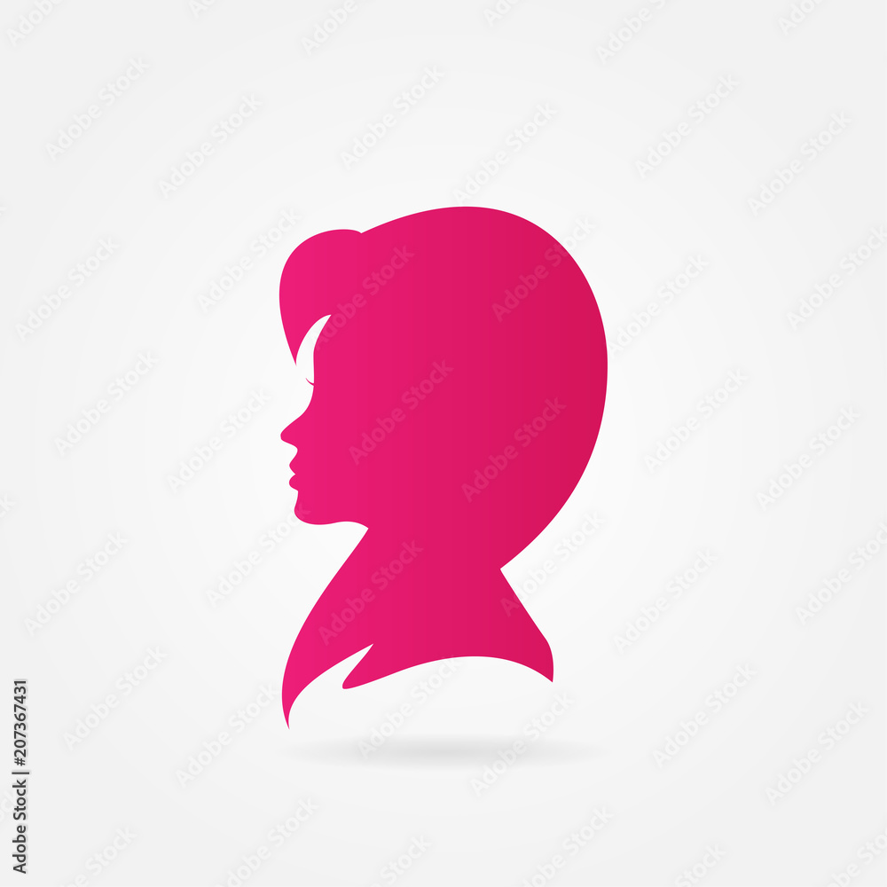 beautiful woman face silhouette use for female sign, hair style, spa brand