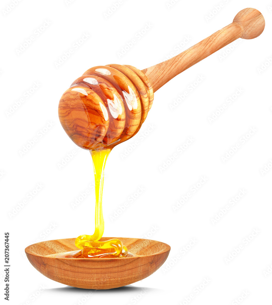 honey dripping isolated on white background